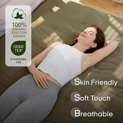 ZonLi Japanese Floor Futon Mattress Twin Size 75"x 39", 100% Cotton Cover 4'' - Image 2