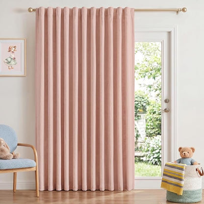 INOVADAY Extra Wide 100% Blackout Linen Curtains 102x96 Blush Pink | Linen by INOVADAY