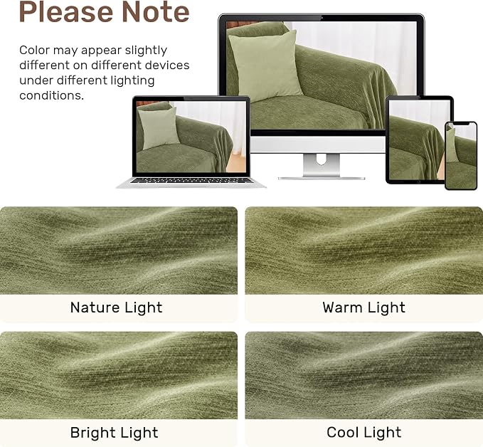2 Pieces Sectional Couch Covers L Shaped Cover XXL Green | Thick Washable Fabric - Image 8