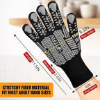 BBQ Gloves, Oven Gloves, Extreme Heat Resistant Barbecue Gloves, Silicone Non-Slip Oven Mitts, Kitchen Gloves for Cooking, Grilling, and Baking (Gray)