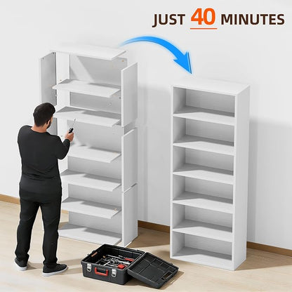 Furniwell 71" Tall Bookcase Bookshelves, 6 Tier Floor Standing Bookcases Open - Image 7