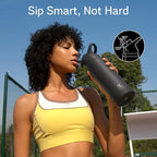 Insulated Water Bottle with Straw - Encool Stainless Steel Water Bottle, Reusable Leakproof and BPA-Free for Sports, Travel, Cold for 24 Hours, 32 oz, Black Night