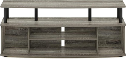 Furinno Jaya Large Entertainment Center Hold up to 55-in TV, French Oak/Black - Image 6