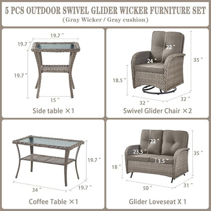 Belord 5 Piece Outdoor Patio Furniture Set - Image 2