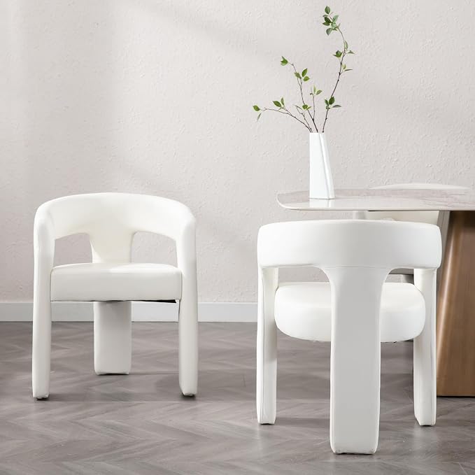 BESTANO Set of 6 Modern PU Leather Upholstered Dining Chairs - Image 4