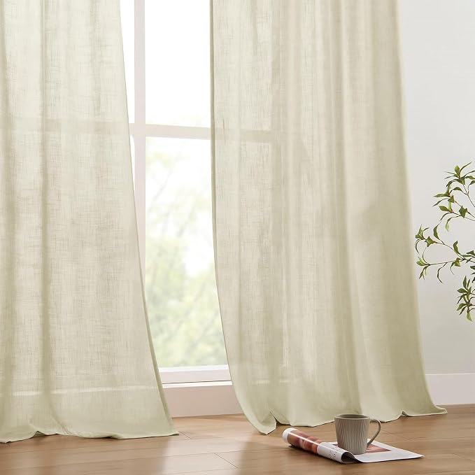Joydeco Linen Curtains 84 Inch Length 2 Panels Set, Light Filtering Curtains - Image 6