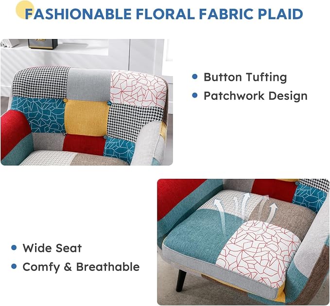 Bonzy Home Modern Colorful 4 Piece Coroful Fabric Sofa Set, Included 2 Accent - Image 4