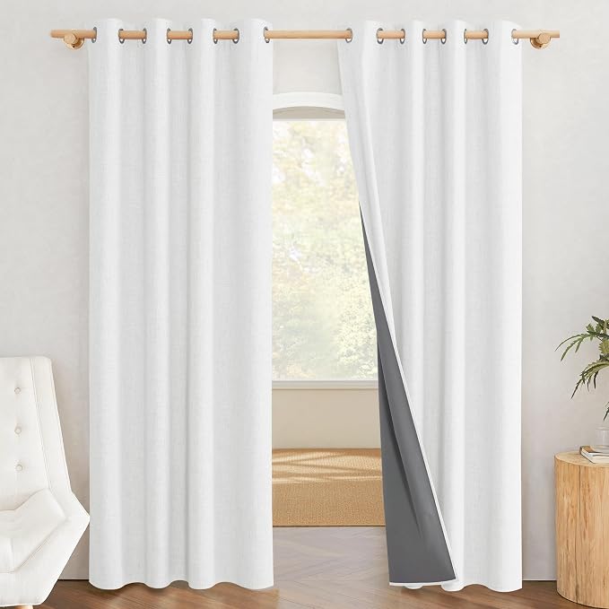 NICETOWN 100% Absolutely Blackout Linen Curtains - Image 2