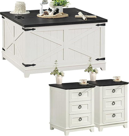 Joaxswe Farmhouse Coffee Table Set of 3, Furniture Set, Coffee Table by Joaxswe