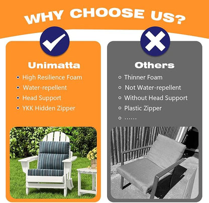 Unimatta Sunbrella Outdoor High Back Chair Cushion Seat Pads, 44 x 21 Inch - Image 7