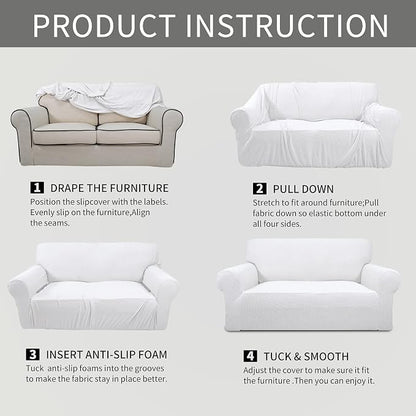 Easy-Going Stretch Oversized Sofa Couch Slipcover Washable Snow White | 1-Piece - Image 8