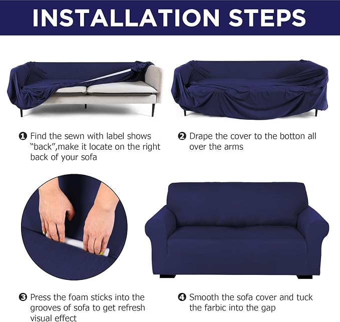 Peryiter 3 Pcs Couch and Loveseat Covers Set Sofa Cover - Image 5