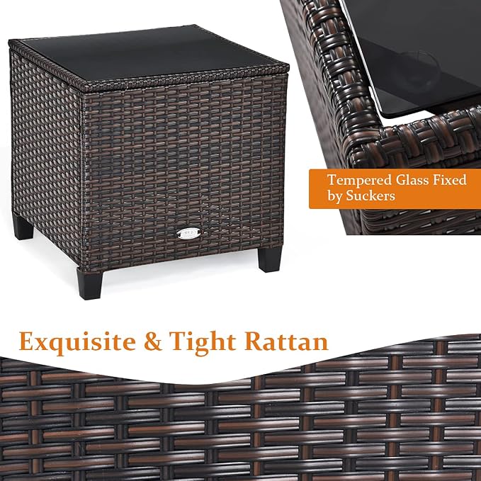 HAPPYGRILL 3 Pieces Patio Conversation Set, Outdoor Furniture Set PE Rattan - Image 6