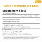 FreshDrinkUS, Premium 45 Ginger Turmeric Tea Bags, 100% Natural Ingredients, Hand-made Blend of Ginger and Turmeric Herbal Tea, Eco-conscious Tea Bags. No Sugar, No Caffeine, No Gluten, Vegan.