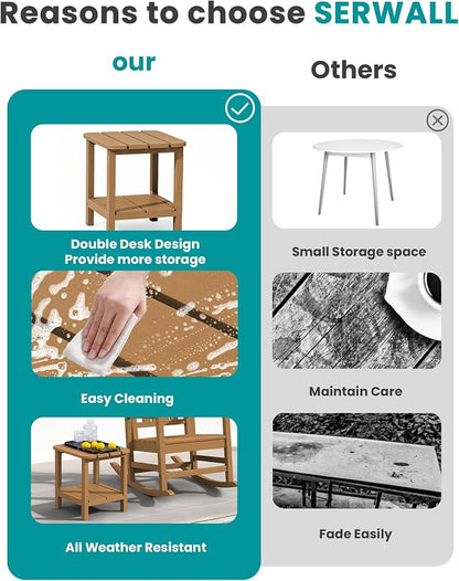 SERWALL Double Adirondack Side Table Rectangular End Table Set of 6 - Image 6