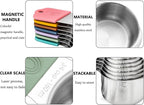 Magnetic Measuring Cups and Spoons Set of 16 Includes Stainless Steel Magnetic Measuring Cup Double Sided Magnetic Measuring Spoons with 1 Leveler for Dry and Liquid Ingredients