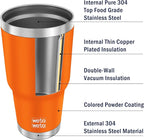 WETOWETO 30 oz Tumbler Stainless Steel Vacuum Insulated Coffee Ice Cup Double Wall Vacuum Coffee Cup Thermal Cups for Hot and Cold drinks, Suitable for Beach, Travel (Orange, 1 Pack)