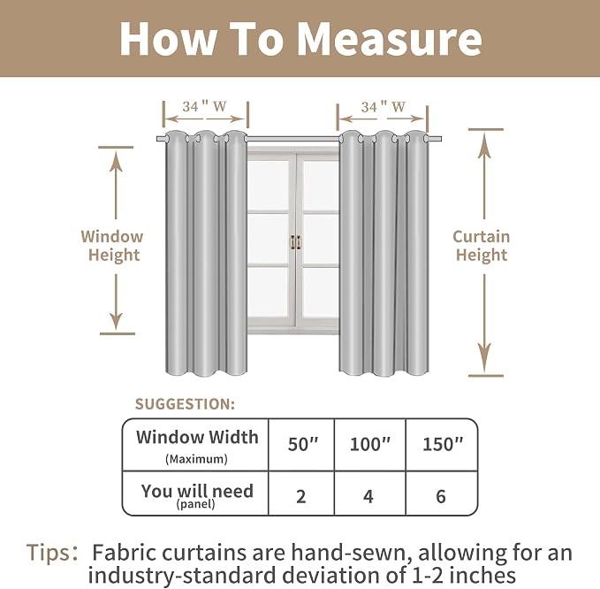 48 Inch Length Short Linen Kitchen Curtains 2 Panels, Cream Ivory | Light - Image 8