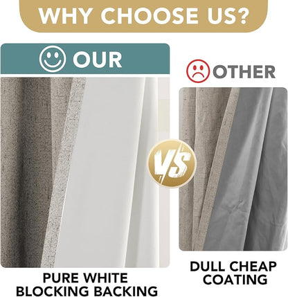 H.VERSAILTEX Linen Blackout Curtains Durable Thick Textured Linen Look 100% - Image 4