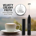 Zulay Froth N Go Milk Frother Rechargeable - 3-in-1 Frother Wand With Case & USB-C Charger - Comes With 3 Whisk Attachments for Latte, Cappuccino, Matcha, Protein Shakes - Black