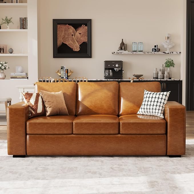 ABCASA Loveseat Set of 2, Living Room Furniture Set, Oversized Faxu Leather Sofa - Image 7