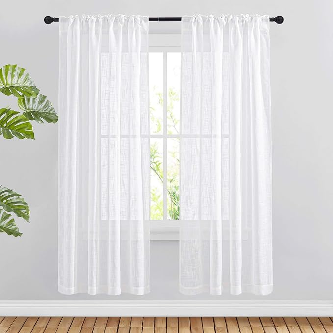 NICETOWN Country Linen Sheer Curtains 72 inches Long - Image 3