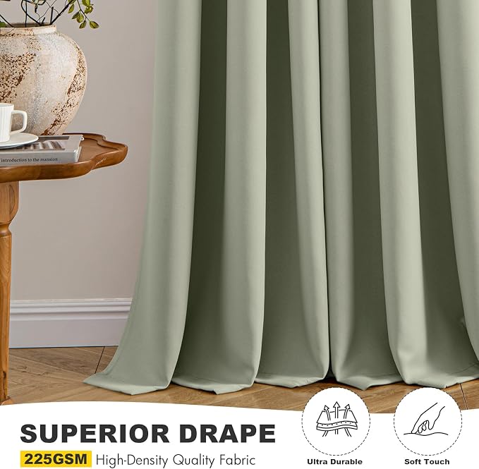 MIULEE Blackout Curtains for Bedroom 2 Panels 34 x 72 Inch Long Sage Green | - Image 5