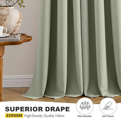 MIULEE Blackout Curtains for Bedroom 2 Panels 40 x 40 Inch Long Sage Green | - Image 5