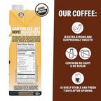 Wandering Bear Organic Caramel Cold Brew Coffee, 32 fl oz, 6 pack - Extra Strong, Bold, Smooth, Unsweetened, Shelf-Stable, Ready to Drink, Gluten Free, & Vegan, Iced Cold Brewed Coffee Drinks