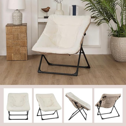 Comfy Saucer Chair for Adults, Soft Faux Fur Bedroom Chair, Accent Dorm Chairs - Image 9