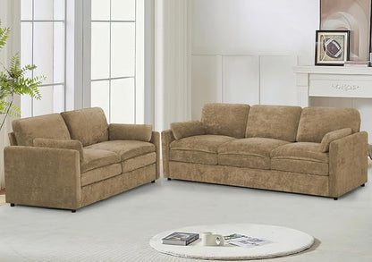 Comfy Chenille Sofa Set with Well-Filled Pillows, Modern 3 Seater and Loveseat by LESOFAIR