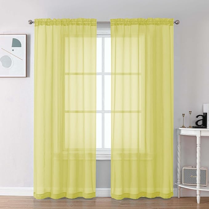 Chyhomenyc Lemon Sheer Curtains 84 Inches Long by Chyhomenyc