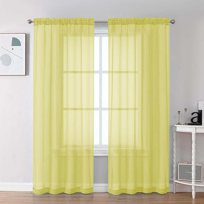 Chyhomenyc Lemon Sheer Curtains 84 Inches Long by Chyhomenyc