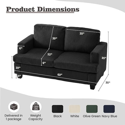 Apicizon 63" Loveseat Sofa Couch, Cloud Couch Lounge Sofa - Image 2