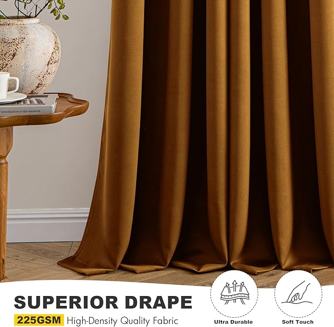 MIULEE Blackout Curtains for Bedroom 2 Panels 40 x 45 Inch Long Gold Brown | - Image 5