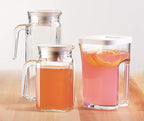 Amici Home Italian Igloo Quadra Glass Pitcher with Lid and Spout | 17 Ounce | Clear Glass Water Pitcher for Refrigerator | Carafe for Iced Tea, Juice, Milk, Cold Brew and Mimosa Bar