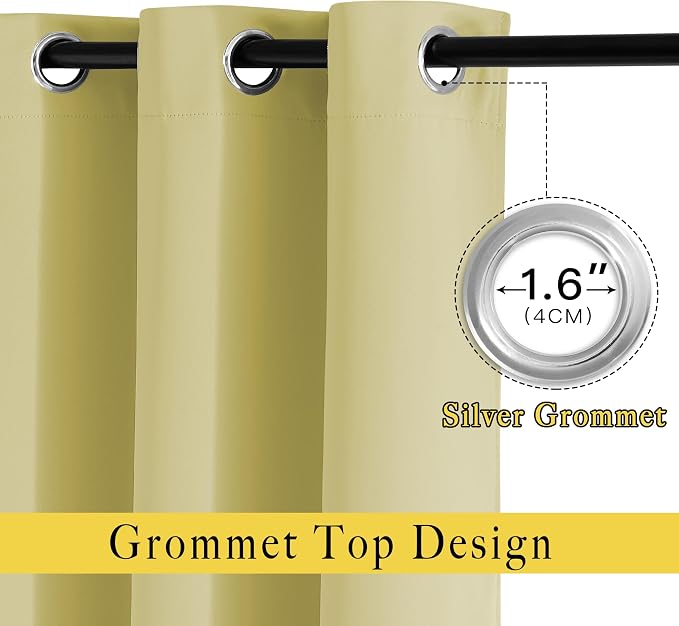 NICETOWN Paler Yellow Room Darkening Doorway Curtains 78 inch Length 2 Panels - Image 2