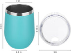 DOMICARE Stainless Steel Wine Tumbler Bulk with Lid, Personalized Insulated Tumblers Set, 12oz Travel Coffee Cups Pack of 4, Light Blue