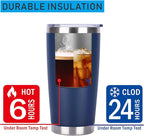 Pandance 20oz Stainless Steel Insulated Tumblers with Lid and Straw Bulk, Double Wall Vacuum Water Cups for Hot & Iced Coffee Drinks Travel Mug (Navy Blue, 8 pack)