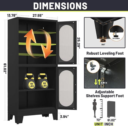 PAOFIN 61" Black Pantry Storage Cabinet, Kitchen Pantry Cabinet - Image 2