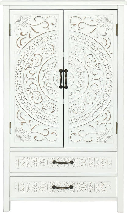 LKTART 48" Tall Vintage Sideboards Carved Wood Buffet Cabinet, Farmhouse Pantry - Image 5