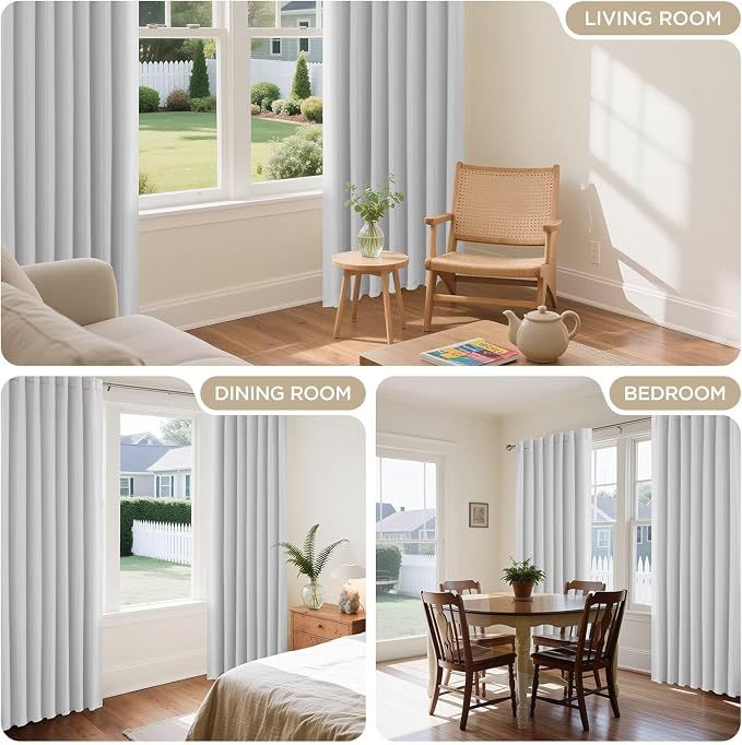 Joydeco 72 Inch 60% Blackout White Curtains 2 Panels, Elegant Soft Sheer - Image 7