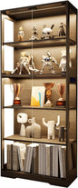 65" Tall Display Case with Glass Doors, Lighted Display Cabinet Bookcase with by Unknown