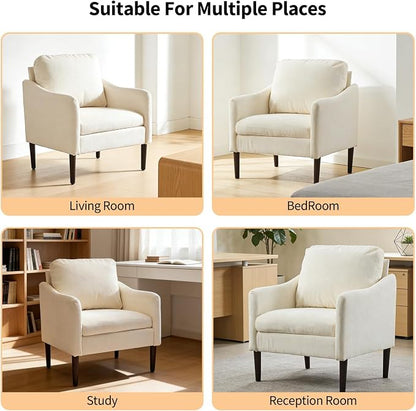2PCS Mid Century Modern Accent Chair, Chenille Fabric Armchair - Image 7