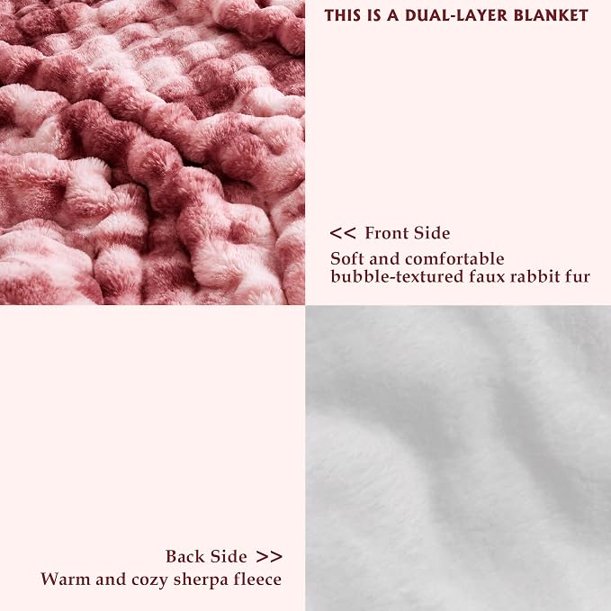 50x60 Inches Ultra-Soft Fuzzy Faux Fur Plush Throw Blanket - Image 3