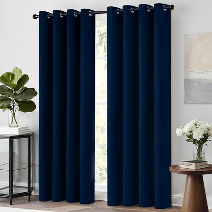 Yakamok Room Darkening Curtains 52x63 inch Length Dark Blue-Living Room | 2 - Image 4