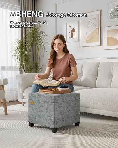 ABHENG Chenille Cover Steel Frame Ottoman - Image 5