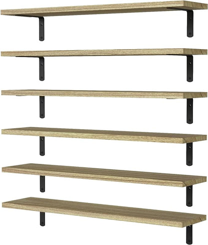 WOPITUES Wood Floating Shelves Set of 6, 24 inch Long Floating Shelves by WOPITUESOfficial