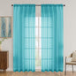Turquoise Sheer Curtains 84 Inches Long 2 Panels Set, Light Filtering Sheer by OVZME