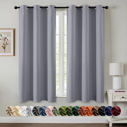 MIULEE Blackout Curtains for Bedroom 2 Panels 40 x 54 Inch Long Silver Grey | by MIULEE